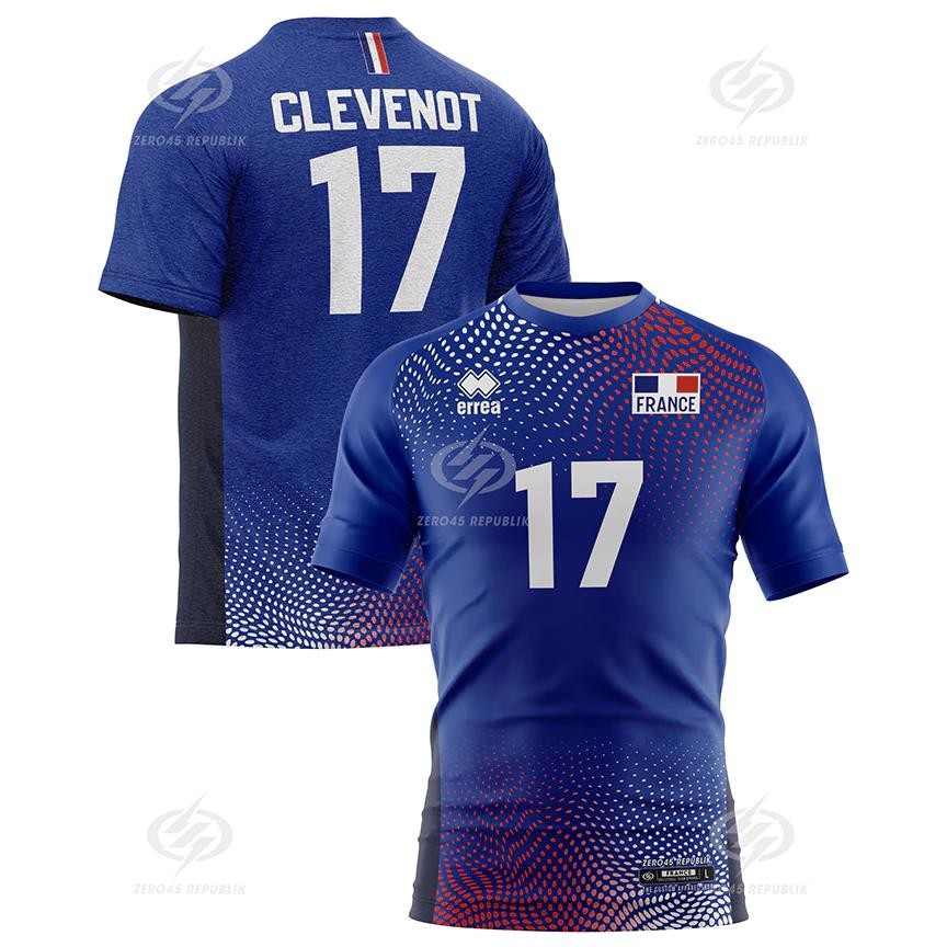 เสื้อวอลเลย์บอลชาย FRANCE โอลิมปิก 2020 (สีน้ําเงินและขาว)