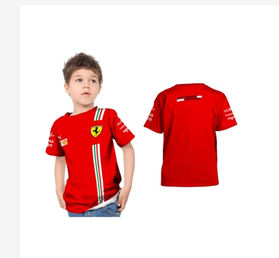 F1 Ferrari Scuderia Formula One เสื้อยืดแขนสั้นเด็ก 2024