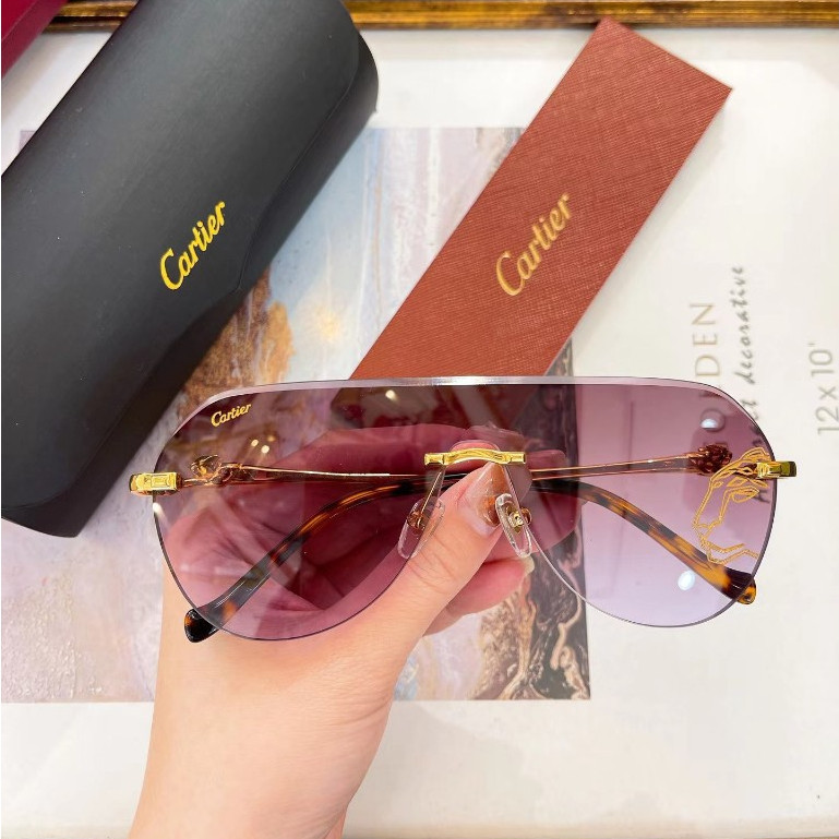 [คุณภาพสูง] Cartier CT0281O แว่นตากันแดดแฟชั่น ป้องกันรังสีอัลตราไวโอเลต ไร้กรอบ สําหรับผู้ชาย