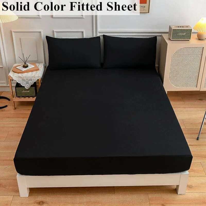 ผ้าปูที่นอนสีดำ 90x200 พร้อมยางยืด