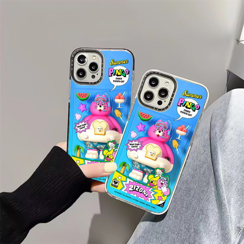 การ์ตูนฤดูร้อน PINGO ของเล่นโดย ZIZONE สําหรับ IPhone 11 14 15 16ProMax 12 13 Mini ฝาครอบ X XR XS Ma
