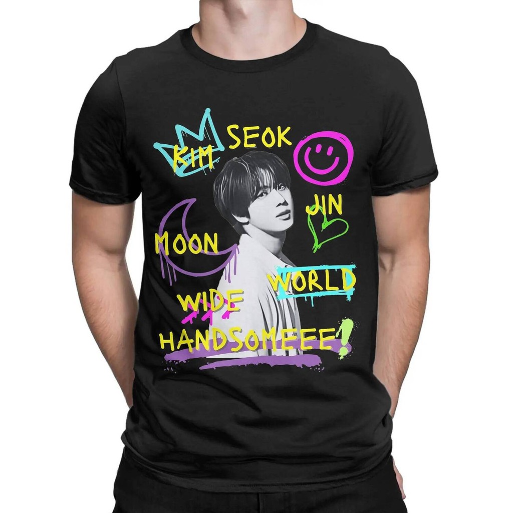 เสื้อยืดสำหรับผู้ชายและผู้หญิง งานคอนเสิร์ต Jin Run SEOKJIN EP TOUR 2025 เนื้อผ้าฝ้าย