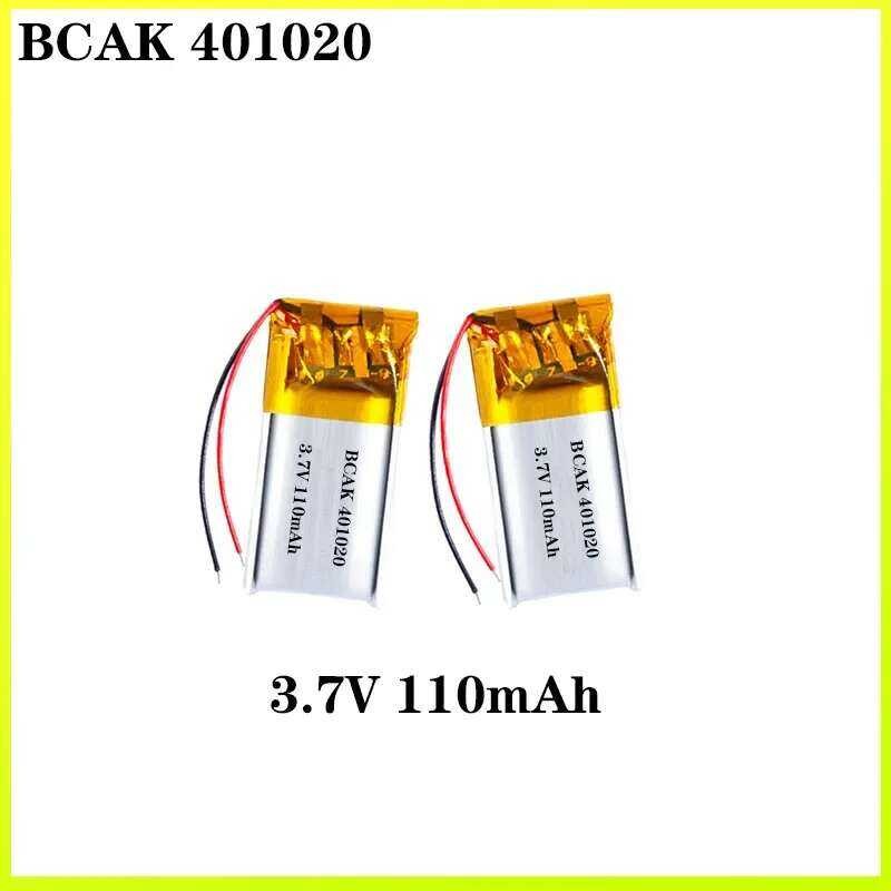 401020 แบตเตอรี่ลิเธียมโพลิเมอร์ 8 ชิ้น 3.7V 110mAh 1C สำหรับชุดหูฟัง ปากกาบันทึก เครื่องเล่นขนาดเล็
