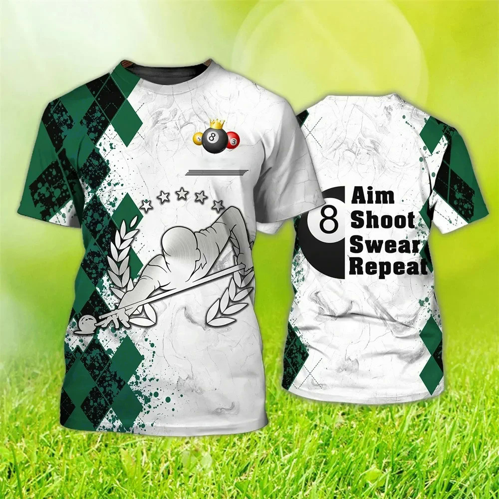 ใหม่ เสื้อยืดลําลอง แขนสั้น พิมพ์ลายกราฟฟิคสนุ๊กเกอร์ บิลเลียด 3D แฟชั่นฤดูร้อน สําหรับผู้ชาย และผู้หญิง คู่รัก