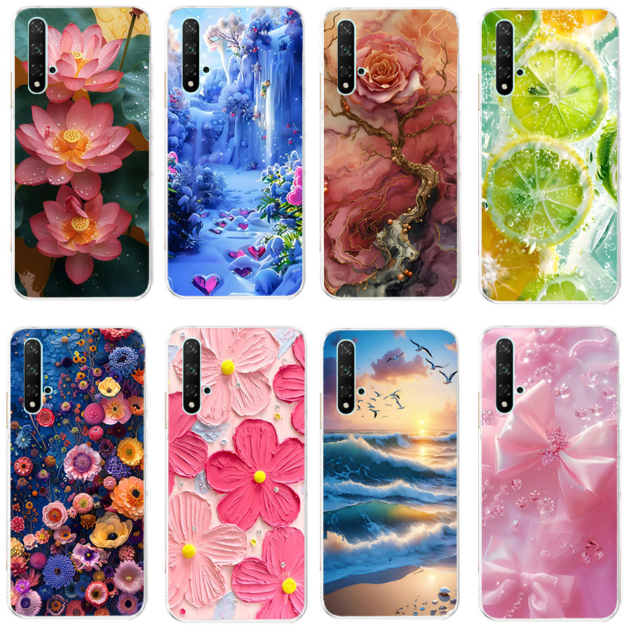 ปลอกสําหรับ huawei nova 5t honor 20 Soft Case TPU พิมพ์ฝาครอบโทรศัพท์