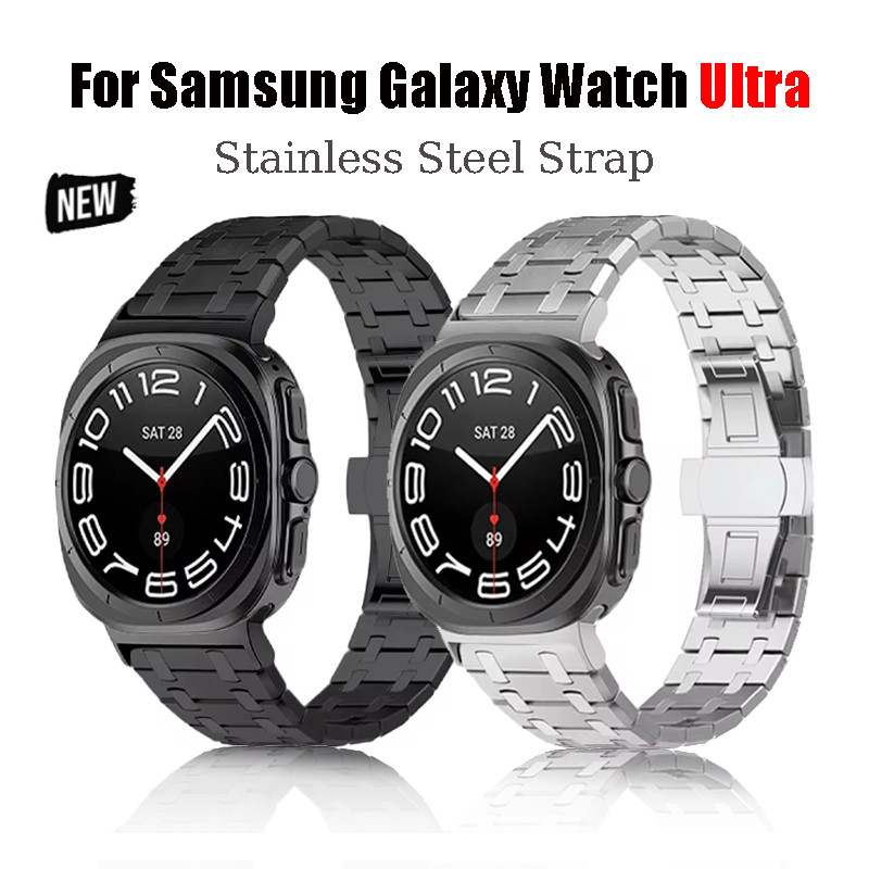 สายสแตนเลสสําหรับ Samsung Galaxy Watch Ultra 47 มม.สายโลหะหรูหราสําหรับ Samsung Galaxy Watch Ultra ไม่มี Gap สร้อยข้อมืออุปกรณ์เสริม
