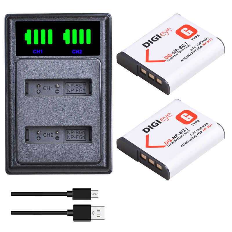 NP-BG1 9 NP-FG1 NPBG1 NP BG1 Battery + LED Dual USB Charger for Sony Cyber-Shot 3