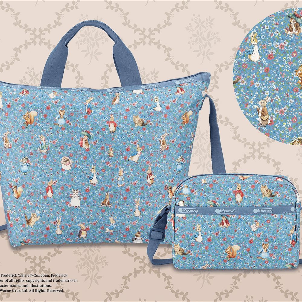 Lesportsac Peter Rabbit Co-Branded กระเป๋าสะพายไหล่ ผ้าไนล่อน พิมพ์ลายการ์ตูน สําหรับผู้หญิง U231