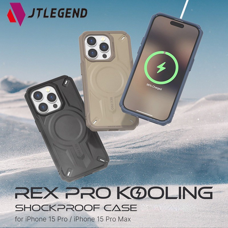 Jtlegend Rex Pro Kooling เคสโทรศัพท์มือถือ ผิวด้าน แม่เหล็ก ทนทาน เกราะ สําหรับ IPhone 15 Pro Max 1