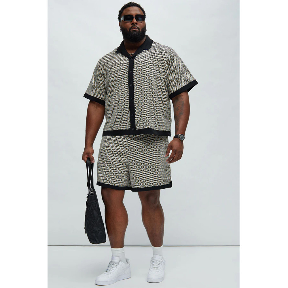 ชุดเสื้อเชิ้ตผู้ชาย ลายทาง Bohemian สไตล์แฟชั่น มาพร้อมกางเกงขาสั้น