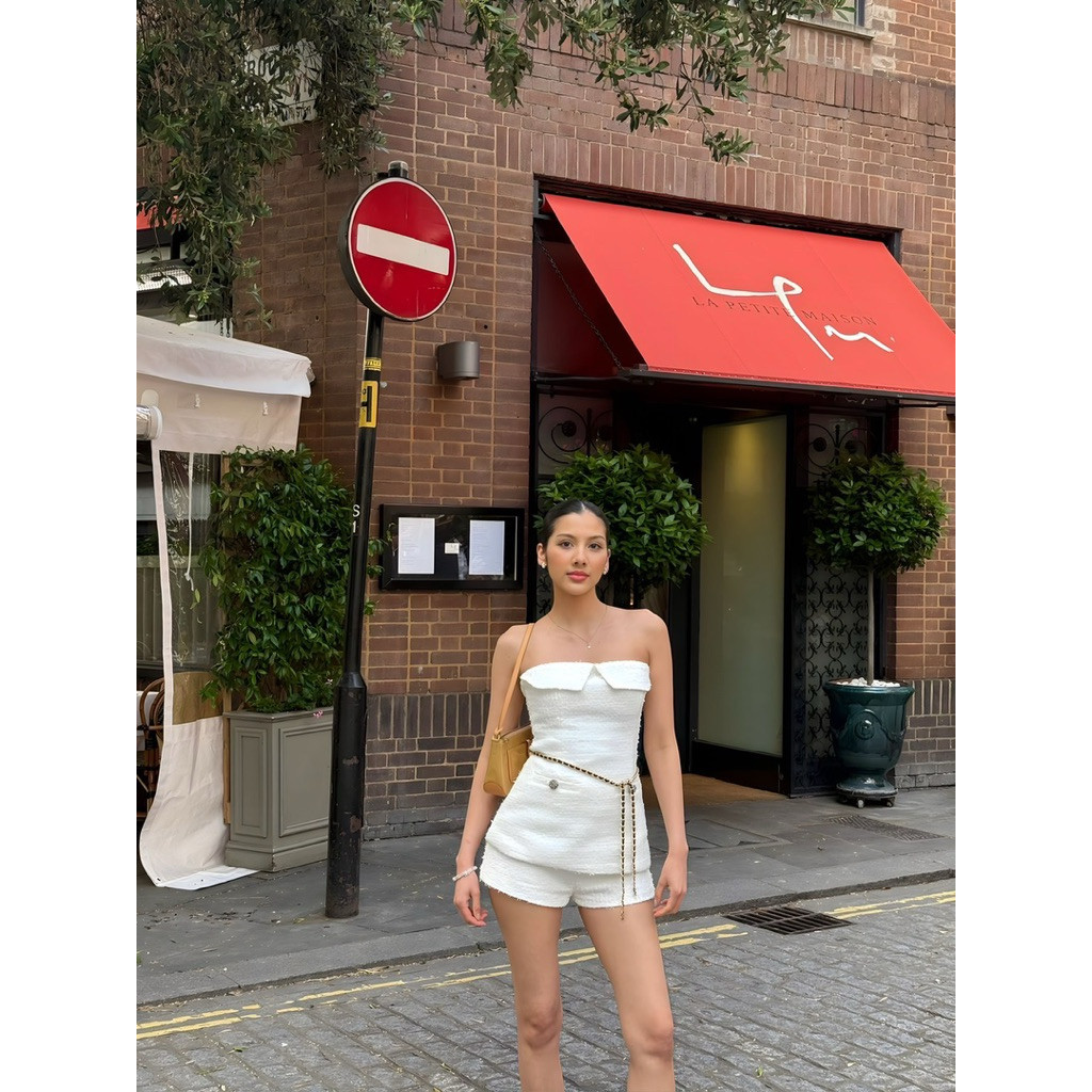 ♞,♘Grace set เสื้อเกาะอกพร้อมกางเกง️รหัส59 YEK