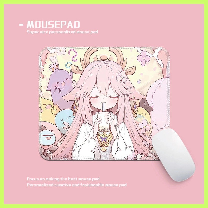 แผ่นรองเมาส์ Yae Miko Yae Miko Yae Miko แผ่นรองเมาส์สองมิติ Seaming สํานักงานคอมพิวเตอร์เดสก์ท็อป Pa