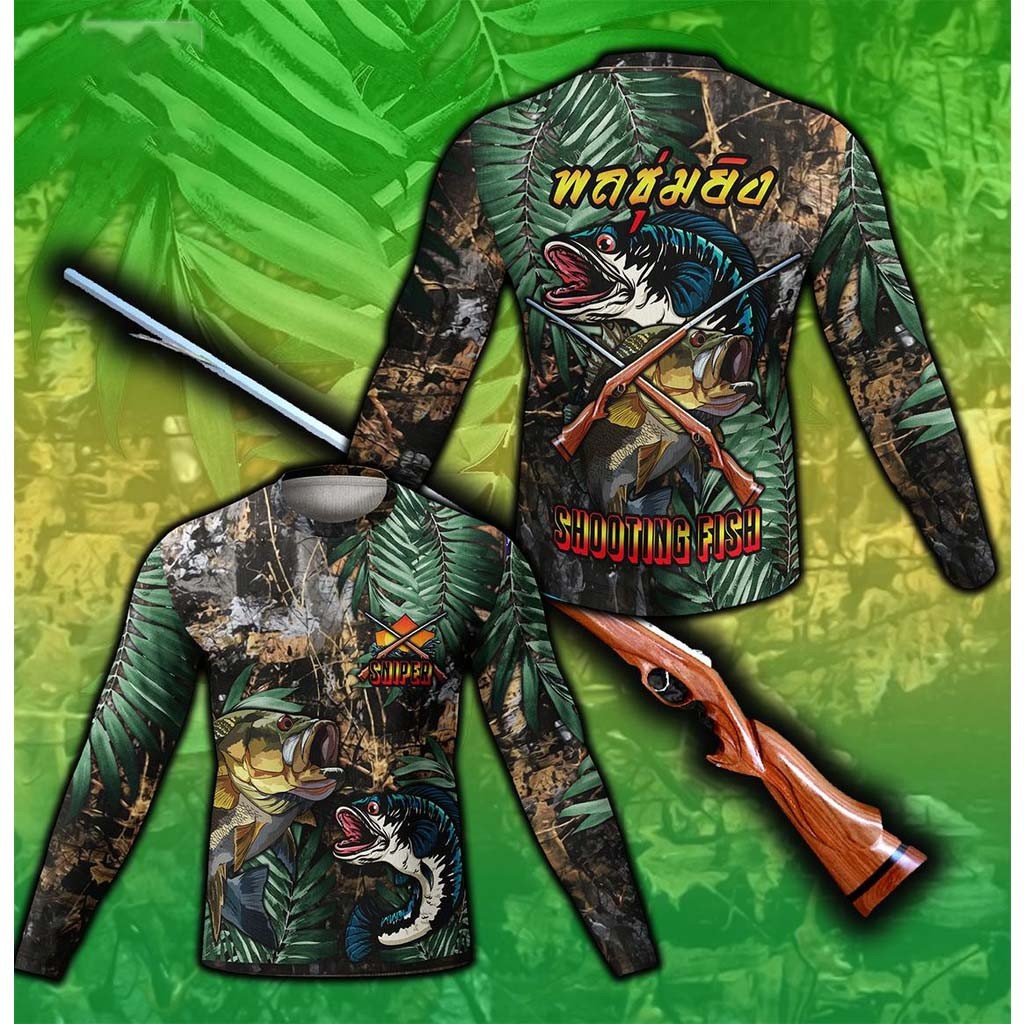 เสื้อพลซุ่ม ยิง ผ้าเกรดดี พรีเมี่ยม คอกลม เสื้อตกปลา ตกปลา