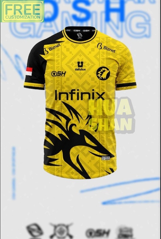 Free CustomInfinix Jersey เสื้อยืด Tops Supporters ONIC ESPOTS MPL S13Yellow ฟรี NickName