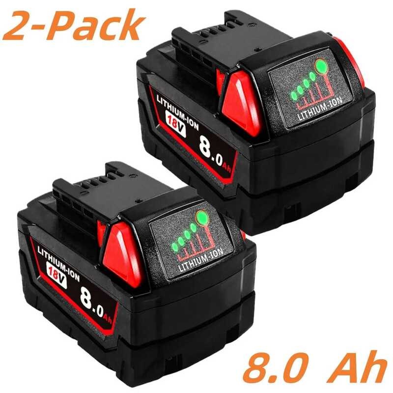 ชุดแบตเตอรี่ 2 ก้อน 18V 8.0Ah T สำหรับเครื่องมือไฟฟ้าไร้สาย Mil-wau-kee 8000mAh ลิเธียมไอออน สำหรับ 