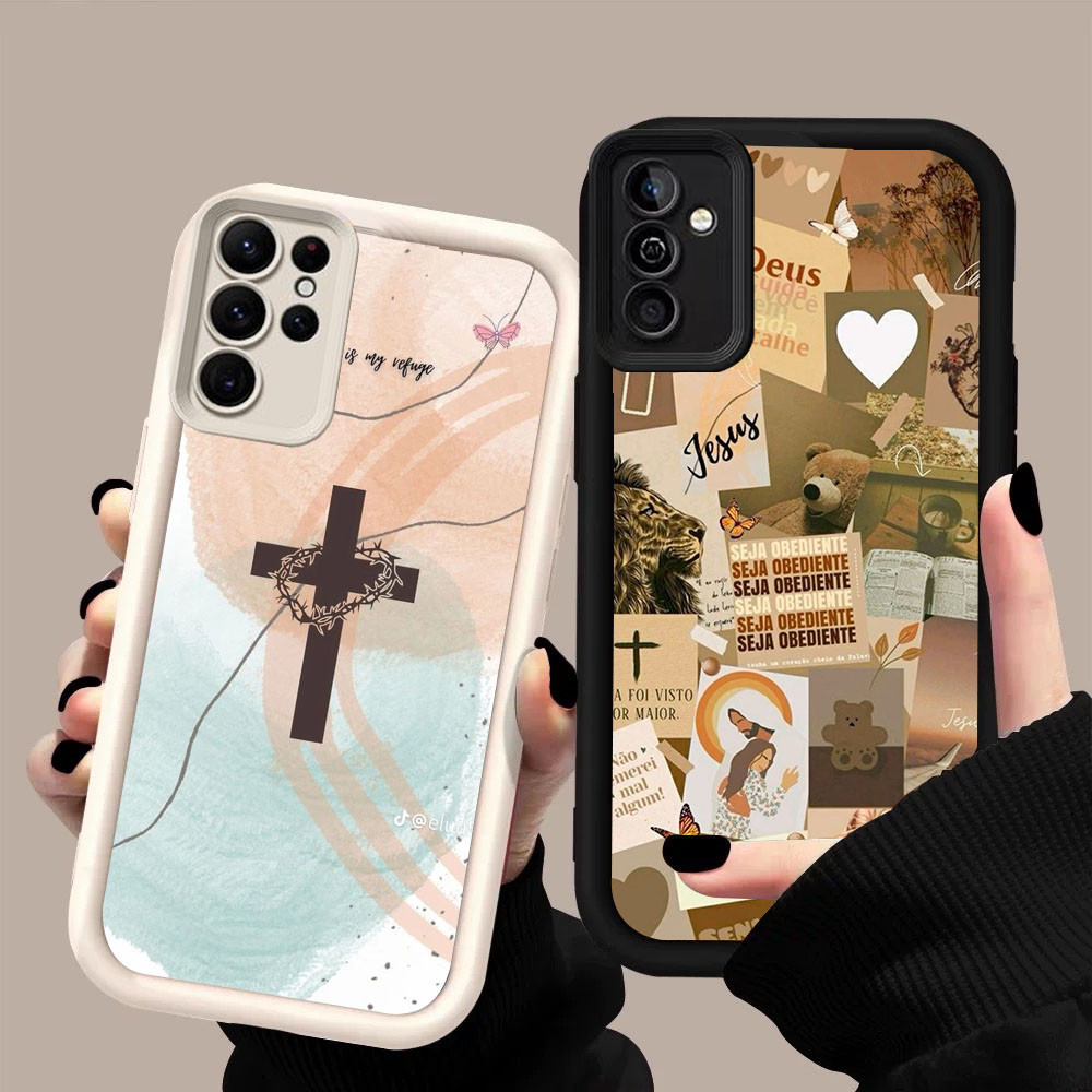 MK-74 Jesus Soft Silicone Casing สําหรับ Samsung A55 A54 M15 S25 S24 S21 FE Ultra