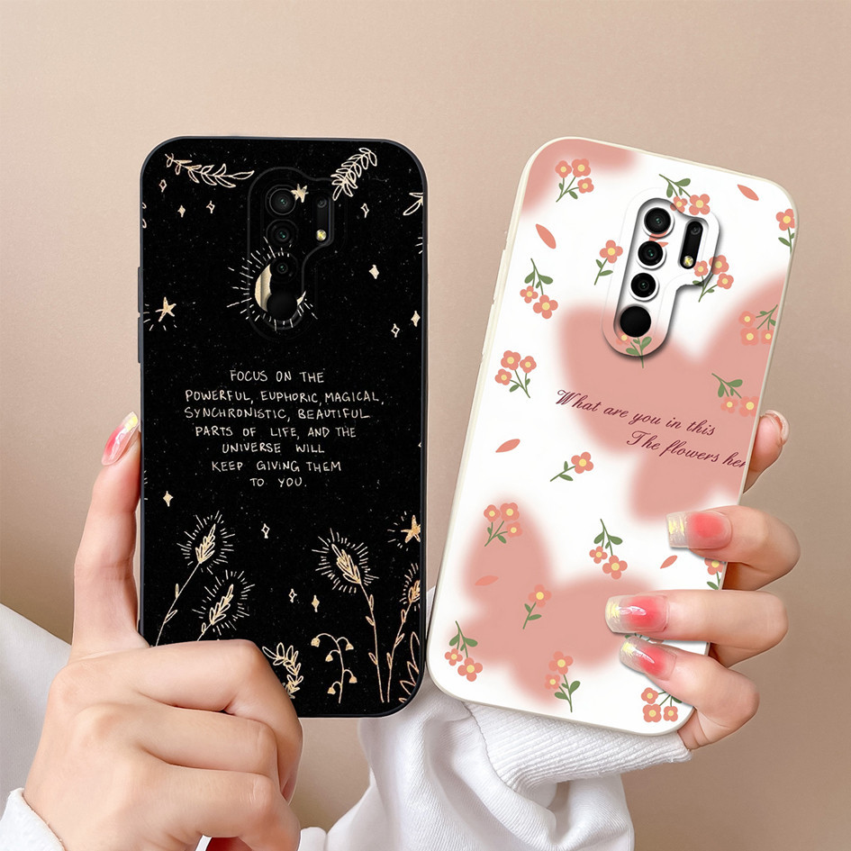 ปลอกสําหรับ Xiaomi Redmi 9 9A 9AT 9C 9T Power Prime กรณีป้องกันกล้องน่ารักดอกไม้สําหรับ Redmi9 9 AT 