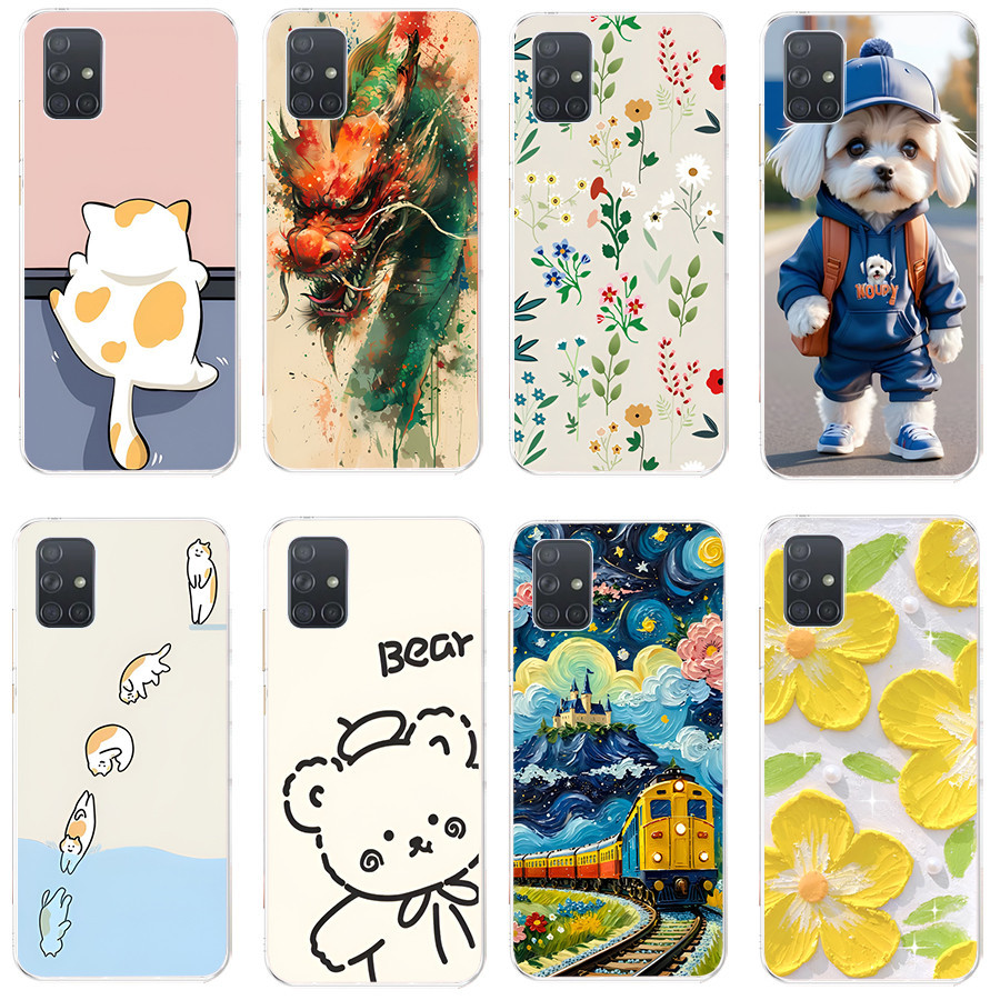 เคสสําหรับ Samsung galaxy A71 4G 5G เคสซิลิโคนนุ่ม TPU พิมพ์ฝาครอบโทรศัพท์