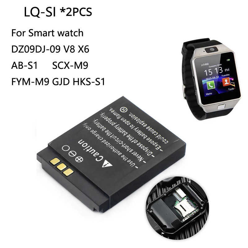 2PCS 4 LQ-S1 3.7V 380mAh Smart Watch DZ09 Battery For DJ-09 V8 X6 AB-S1 SCX-M9 FYM-M9 GJD H-S1 LQ