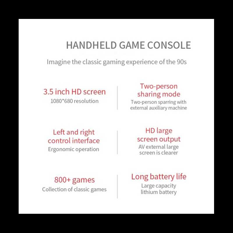 G3 々 Portable Retro Arcade Gamepad 800 Classic Games 3.5In Screen Handheld Console 1200Mah Game