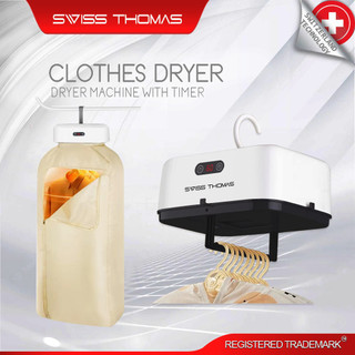 SwissThomas Portable Clothes Dryer Cloth Dryer Quiet Dryer Machine Deep Heating Cleaning With Timer (Pengering Baju)
