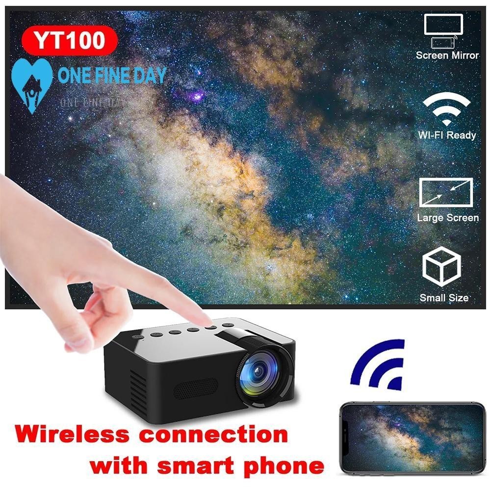 Yt100 Home Micro Portable Mini Projector Hd Home Wireless Projector โทรศัพท์มือถือขนาดเล็ก N5p7