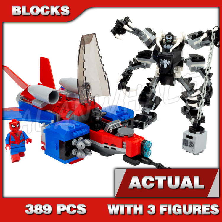 389 ชิ้น Super Heroes Marvel Avengers Spider Jet vs. Evil Mech Mechanical Monster 11500 Building Blo