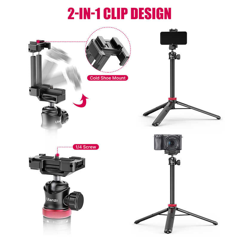 Δ ULANZI TRIPOD Mt-44 ขาตั้งกล้องมาร์ทโฟน Vlog ขาตั้งกล้องพร้