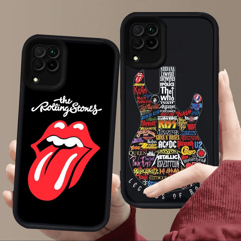 E77 แฟชั่น Rock Band สําหรับซิลิโคนสีดํา Samsung J2 M04 A04 A06 J7 Prime A05 A12 A04E A22 F04 Pro 5G