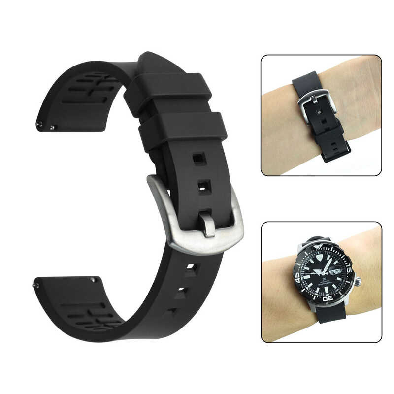 Fluorine FKM Rubber Watch Strap 20Mm 22Mm 24Mm Waterproof Bracelet Quick Release Watchbands