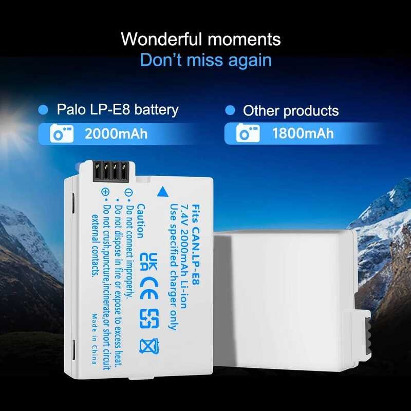 ▥ ชุดแบตเตอรี่ Lpe8 Palo Lp-E8แบตเตอรี่สำรอง Lp-E8 E8 LP สำหรับ Canon 550D 600D 650D 700D X4 X5
