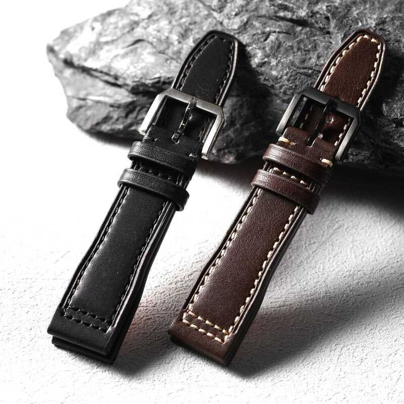 ▥ Handmade Top Layer Cowhide Watchband, 20Mm 21Mm 22Mm Brown Black Suitable For Pilots, Men's S