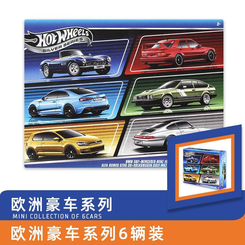 {Vivi toys} โมเดลรถโลหะผสม Hot Wheels 6-Pack BMW 507 Mercedes-Benz 190E Volkswagen Golf Toy Model 25