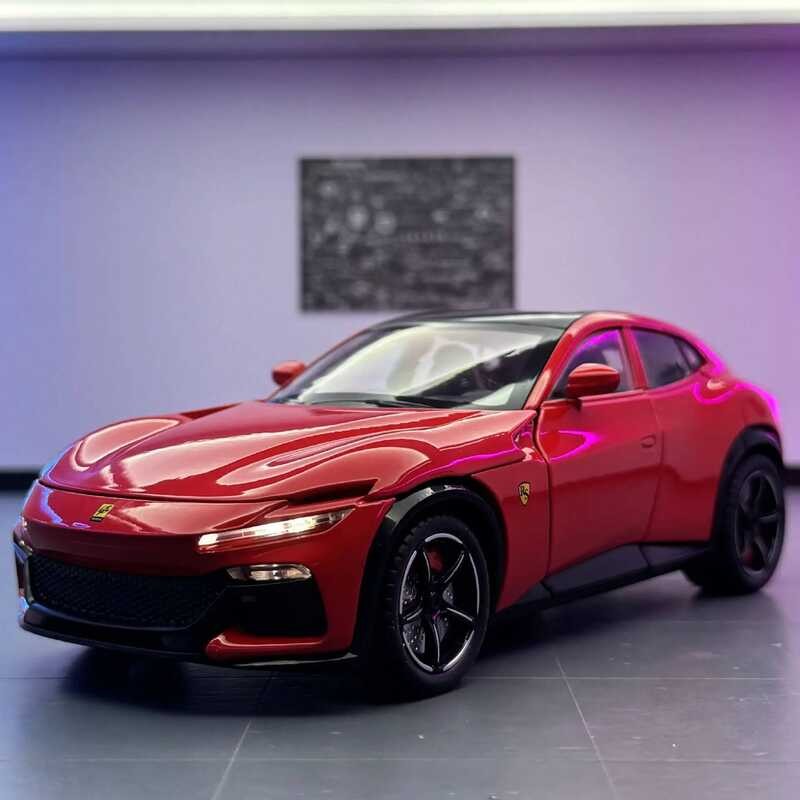 1:22 Purosangue F High Simulation Alloy Car Model Static Decoration Sound Light Model Kid Toy Gifts