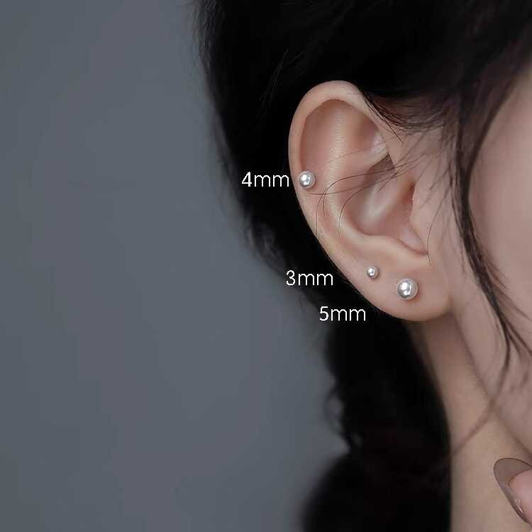 ต่างหูมุกประณีตแบบ Zhang Ruonan สร้อยคอเงินสเตอร์ลิงพร้อมสวมใส่ได้ในทุกโอกาส