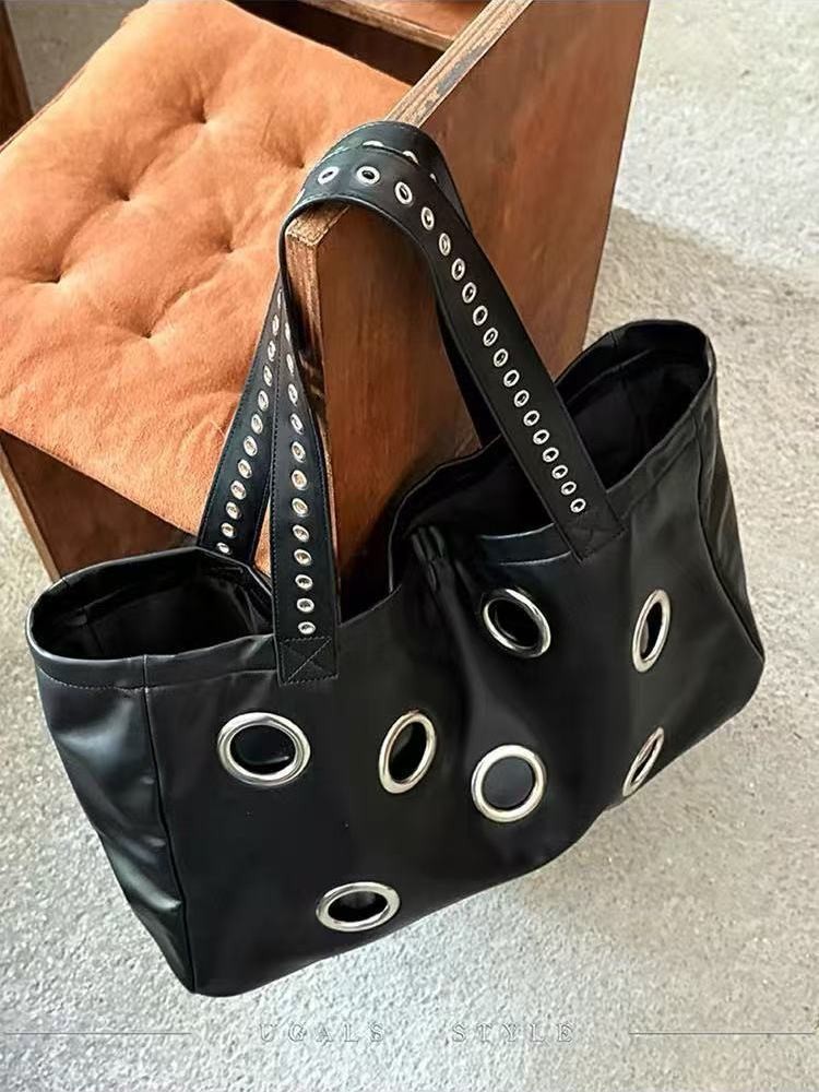 Dark Punk Motorcycle Retro Temperament All-Match Willow Nail กระเป๋าช้อปปิ้งความจุขนาดใหญ่ใต้วงแขนกระเป๋าแบบพกพา - รูปที่ 7