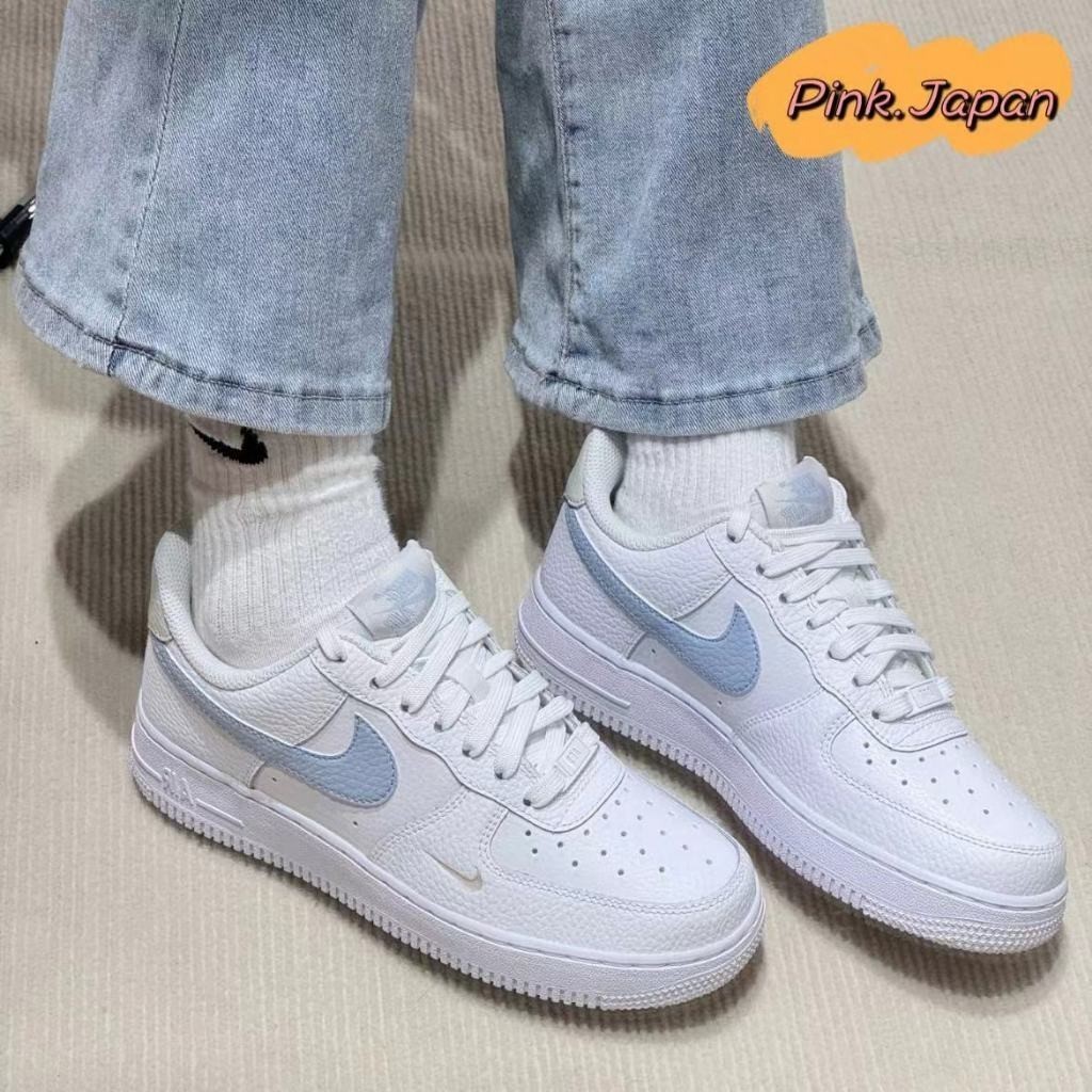 [จัดส่งด่วน] Ready Stock Pink.Nike Air Force 1 Low White Blue Light Haze Small Hook Men Women Shoes