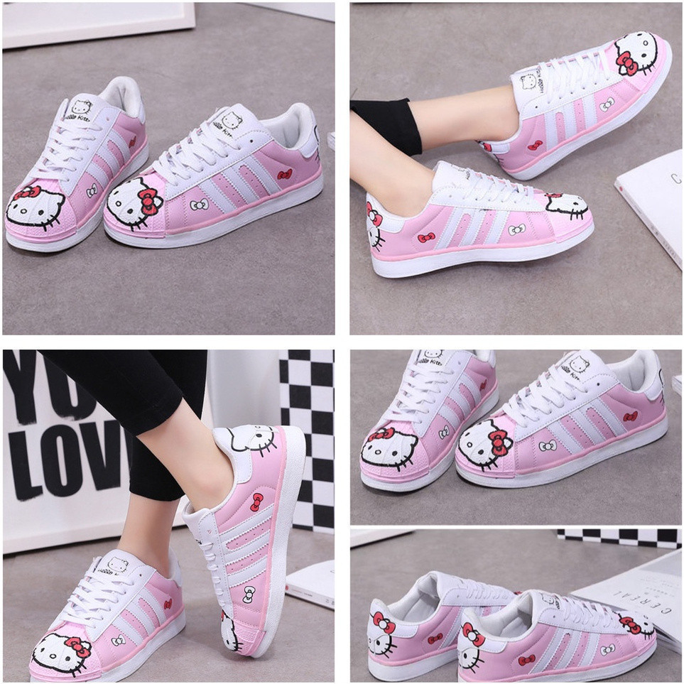 Shoes for Girls Hello Kitty Sneakers Sanrio Cartoon Kawaii Y2k Casual Shoes Student College Sports