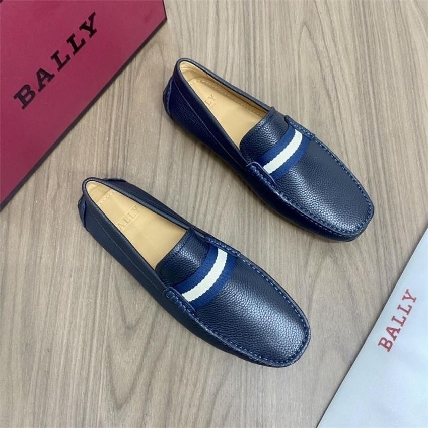 ฟิกเกอร์ [EUR Size] 2023 Bally รองเท้าผู้ชาย Breathable Counter High End Casual ของแท้หนัง Pea Lazy