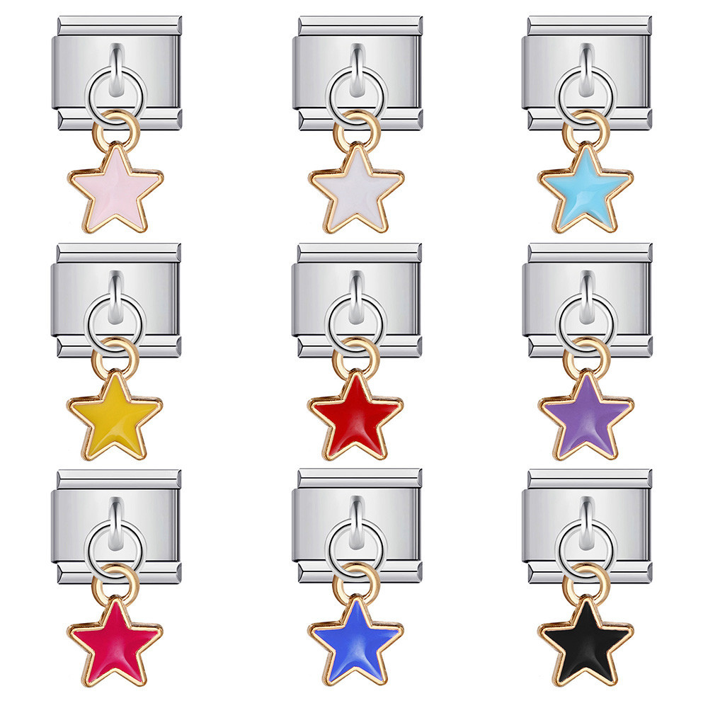 9 มม.Y2K Little Star จี้อิตาเลี่ยน Charm สร้อยข้อมือสแตนเลส DIY Elastic Link Chain กําไลข้อมือแฟชั่นเครื่องประดับอุปกรณ์เสริม