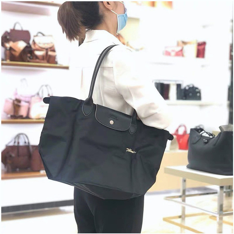 ♞,♘กระเป๋า Longchamp แท้ neo Le Pliage tote bag ขนาด L*M หูยาว กระเป๋าช้อปปิ้ง พับเก็บได้ QWA