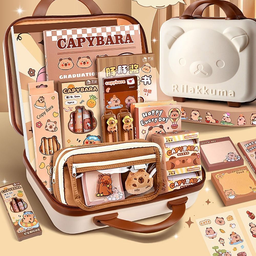 Stationery Kawaii Capybara Set Cute Notebook, Stickers Back-to-School Supplies Ruler, Pencil, Pen C