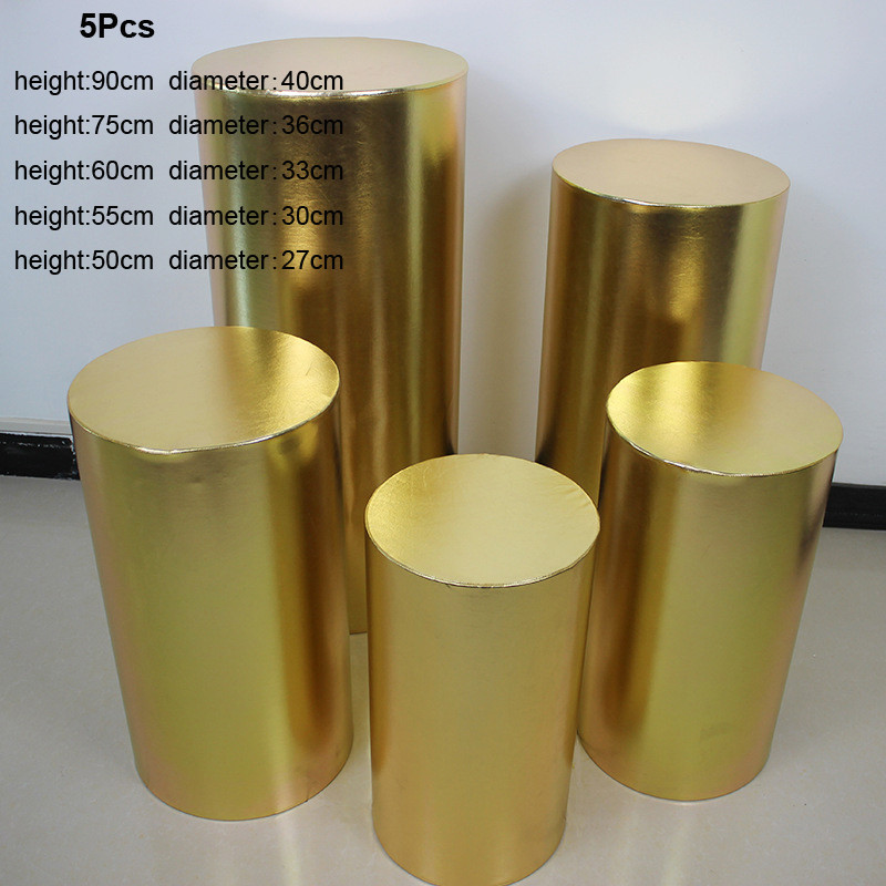 Party 5/3Pcs for Decorations Metallic Gold Column Cover Pillars Cyder Covers Elastic Shiny Fabric s