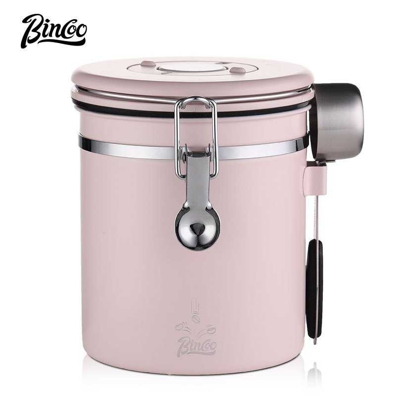 Coffee BINCOO Bean Sealed Canister With Coffee Spoon Coffee Powder Stainless Steel Storage Jar Vent
