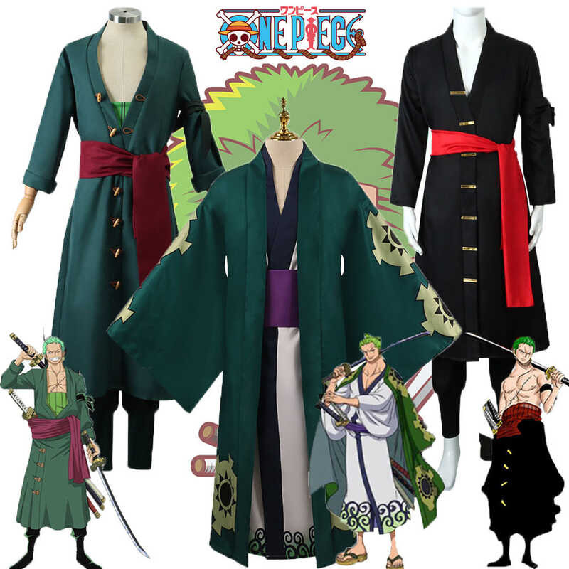 Anime One Piece Cosplay Costume For Men Roronoa Zoro 2Nd Kimono Robe Sets Kingdom Of Harmony ZORO 2