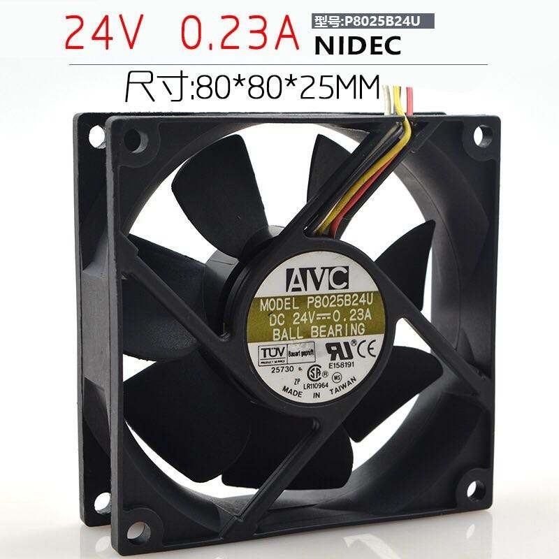 AVC P8025B24U 8025 24V 0.23 8 ซม.8 ซม.อินเวอร์เตอร์อุตสาหกรรมควบคุมเครื่องพัดลมระบายความร้อน