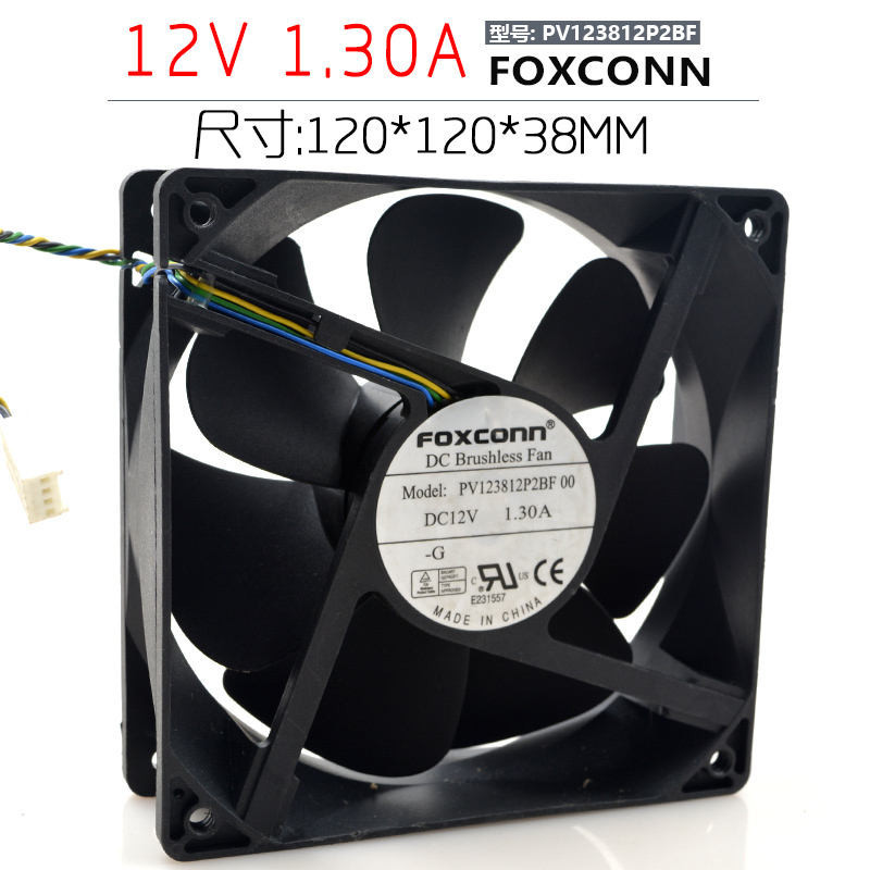 ฟ็อกซ์คอน พีวี123812P2BF 01 12V 1.30A 12038 12CM พัดลมระบายความร้อนบอลคู่