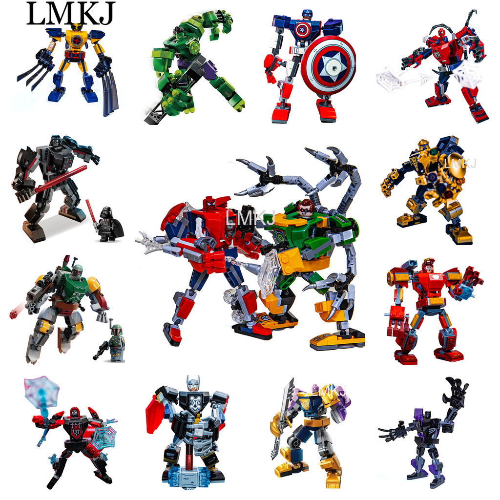 เข ้ ากันได ้ กับ LEGO Marvel Star Wars Spider Man/Iron Man/Captain America Mecha Children 's Assem