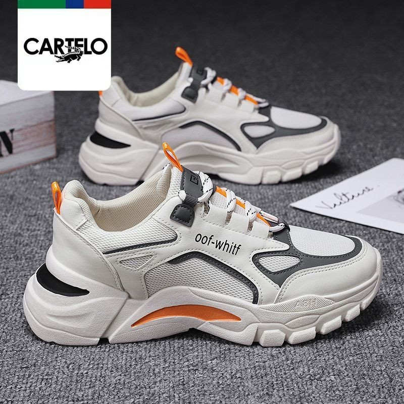 many🔥การประกันคุณภาพ🔥 Cardile Crocodile Men's Shoes Autumn New Men's Mesh Casual Shoes Korean Sty