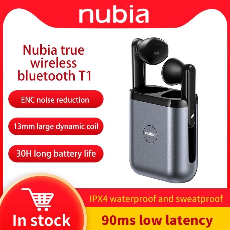 Nubia TWS หูฟังบลูทูธไร้สาย T1 สําหรับ Nubia RedMagic 6S Pro T1 90ms อายุการใช้งานแบตเตอรี่ 5-30 ชั
